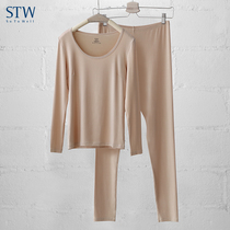 STW thermal underwear set Female youth Modal crew neck base shirt Autumn clothes Autumn pants set Cotton sweater autumn and winter