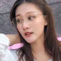 Myopia glasses female Korean version of tide with degree retro Super light Polygon Plain Net red round face eye frame