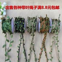 Rattan hemp rope with leaves Kindergarten DIY handmade decorative rope Hemp rope Forest jute rope Flower packaging materials
