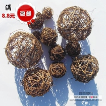 Christmas decoration rattan circle rattan ball pine cones wood chips natural Tuckahoe photography props Decorative background ornaments Decorative balls