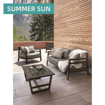 Nordic High-end Villa Teak Teak Outdoor Sofa Combined Casual Outdoor Solid Wood Embalming Wood Patio Garden Furniture