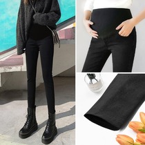 Pregnant woman pants fall outside wearing long pants Damp Mother Beating Bottom Spring Autumn Clothing Denim Black Small Feet Toventral Net Red Autumn Winter