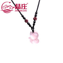 Gift certificate natural powder Fox pendant Pat pacy peach blossom pink hibiscus stone crystal original stone Fox necklace pendant