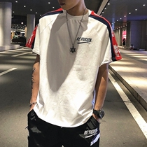 Trend short-sleeved T-shirt mens summer ins Super fire top BF couples dress Harajuku wind niche shoulder Tide brand half sleeve