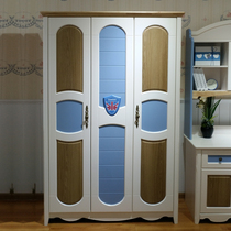 Mediterranean wardrobe childrens three door wardrobe boy wardrobe simple modern suite furniture Korean storage wardrobe