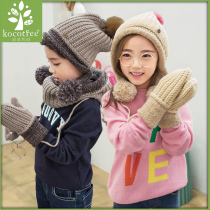 kk tree new autumn and winter childrens hat scarf gloves three-piece boy girl warm plus velvet baby ear cap