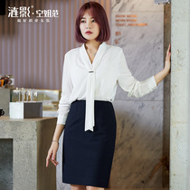 Shadow chiffon shirt female design sense niche white long sleeve shirt College student shirt professional wear overalls summer