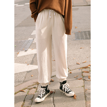 Q1 leggings womens casual pants loose retro minimalist chic pleated lace-up Harlem pants 1920
