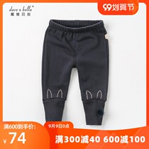 davebella David Bella baby childrens clothing autumn and winter girls baby with velvet cartoon small feet casual trousers