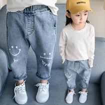 Childrens jeans boys and girls Spring Spring and autumn 2021 New Baby pants Korean loose casual pants small childrens trousers