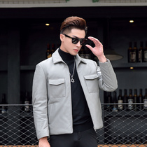 Serie-leather feather jacket Winter thicker sheep skin tip jacket Short men to keep warm and handsome locomotive coat