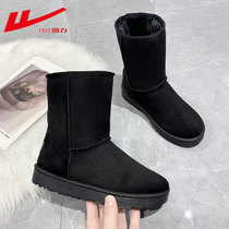 Huili snow boots women 2021 new winter warm plus velvet padded non-slip cotton shoes women fur one-piece boots