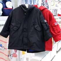 Korean small and medium-sized childrens clothing 20 spring and winter new male and female children handsome plus velvet hooded jacket thickened assault clothing