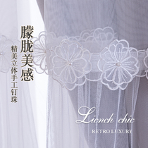 Princess Wind Nail Pearl Curtain New High Shading Pure Color Cloth Yarn Integrated Floating Window Pop Free Punch-Free Installation Simple