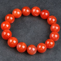 72 96g high quality-persimmon red] good color bright oil bright round Runnan red agate bracelet