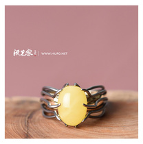 Limelight Home Original design < Cocoon Breaking > Series 9k Honey wax ring natural amber honey wax stone polished