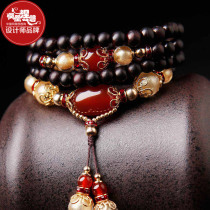 Phoenix Nirvana bracelet female sandalwood hand string multi-layer antique crystal agate large leaf Rosewood Buddha beads jewelry jewelry