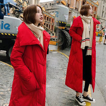 2021 Winter New Knee Down Cotton Clothing Long style Body Cotton Clothing Han Edition Fashion Europe Station Winter Coat