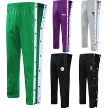 Spring and autumn thin drawstring basketball pants full open buckle pants Basketball sports pants Long breasted appearance pants gray training pants men