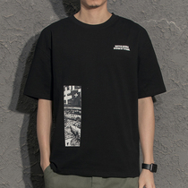 Hong Kong Tide Card Summer Comic Book Printed T-shirt Men Loose National Tide Round Collar Short Sleeves and Lovers Blouse Half Sleeve Men