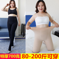 Fat plus size fat mm200 kg high waist meat color thickened velvet leggings light leggings female artifact thin velvet autumn and winter