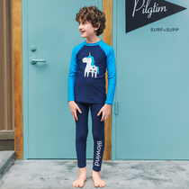 Blowind New childrens swimsuit Boys middle and large childrens sunscreen quick-drying split Boys long-sleeved trousers swimsuit