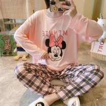 Pajamas womens autumn suit cute student ins Korean cartoon loose long-sleeved trousers two-piece home suit women