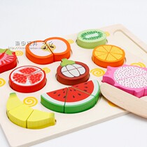Velcro accumulation wooden fruit and vegetables cut to see Chee Le magnetic cut fruit toys children simulation House