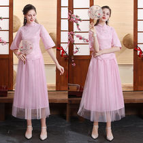 Chinese bridesmaid dress female fairy new sister group Chinese style bridesmaid Group dress retro Republic of China wind cheongsam autumn and winter