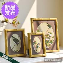 New Chinese style 1 solid wood photo frame pendulum 6 inch 7 inch 10 inch photo frame hanging wall swing piece bamboo styling silver 6 inch 7