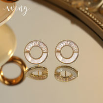 Winy earthen silver needle ear accessories gold Japan-ROK Ins personality 100 hitch minimalist fashion net red temperament high level