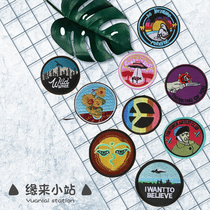 Sunflower Art round embroidery patch down down clothes cloth stickers badge back glue hole pants bag decals