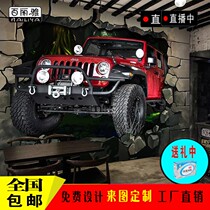 Jeep off-road car mural 3D retro industrial wind bar KTV wallpaper milk tea shop Western restaurant background wallpaper