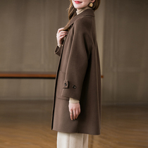 Double-sided woolen coat women without cashmere 2021 new autumn and winter long loose cocoon wool jacket high-end