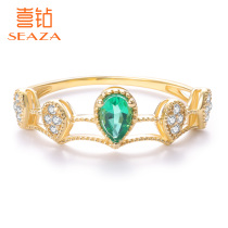 Joy Diamond Yellow 18K gold diamond ring female retro Emerald female ring exquisite gemstone ring fashion jewelry new products