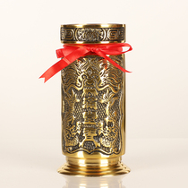 Copper incense tube pure copper incense for Buddha household long heart Suisongshuanglong full incense Hall inserted incense bucket Buddhist supplies ornaments