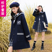 Girls winter dress foreign style college style childrens autumn and winter thick cotton wool coat