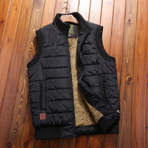 Autumn and winter mens down cotton vest jacket casual warm vest men plus velvet thickened large size waistband horse clip men