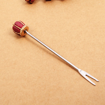 European fruit fork embroidered steel fruit fork Korean home children creative cute fruit fork dessert fork single