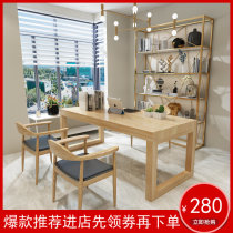 Computer desk Desktop household solid wood double desk Learning desk Long table Simple desk Writing desk workbench