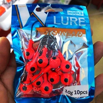 Luja lead head hook 10 pieces 5 red green luminous color soft bait 2 3 5 5 7 10 14 20 gr 20 gr teething mandarin fish