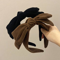 South Korea Teddy Cafe Velvet Butterfly Knot Hair Hoop Retro Elegant Temperament Black Broadside Head Stir-card Adult Headwear