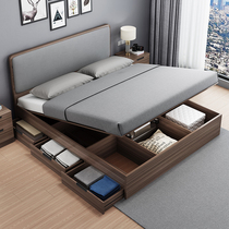 Nordic storage bed modern simple air pressure high box bed 1 8 meters small apartment storage bed 1 5 master bedroom multifunctional bed