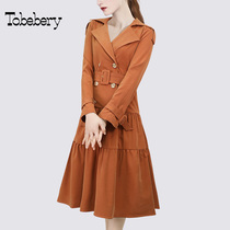 Fashion splices the famous temperament dress woman 2022 Spring dress new senior goddess model long letter a-word skirt