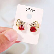 New year earrings female 2020 tide cartoon mouse earrings new personality this year Silver Needle hypoallergenic female