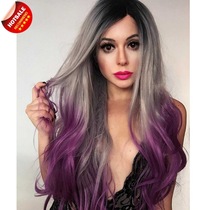 European women fashion long curly hair cosplay silk wigs