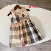 2020 summer childrens dress girls plaid dress retro elegant temperament princess skirt foreign style sweet summer dress