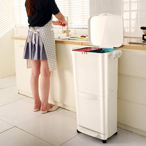 Japanese-style garbage classification trash can Household with a lid one-piece double-layer deodorant large kitchen dedicated wet and dry separation