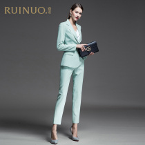 Professional suit female 2021 new goddess Fan announcer fashion temperament suit host formal green OL suit