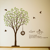 Large living room bedroom background wall sticker fashion wall IKEA DIY restaurant window◆ Tree Bird cage Bird◆ Wall